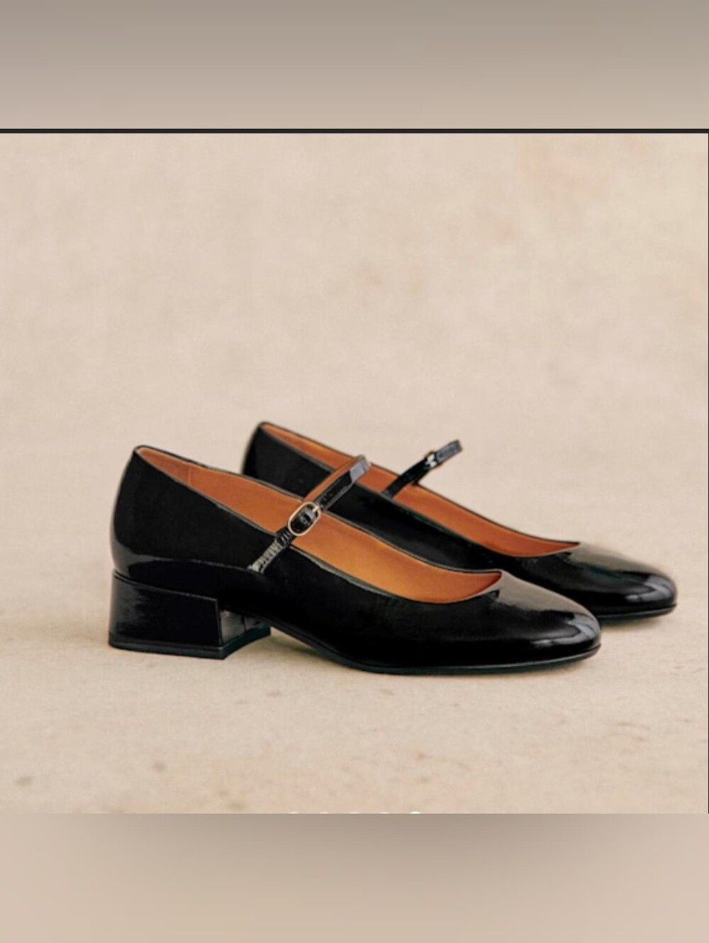 NWT Sezane Black Patent Mary Jane Anjelique Women Shoes EU 38, US 7.5
